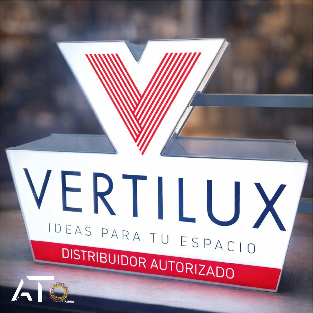 anuncio luminoso tipo bandera para cliente Vertilux
