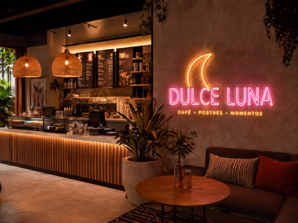 Anuncio de neón LED para interior de negocio comercial
