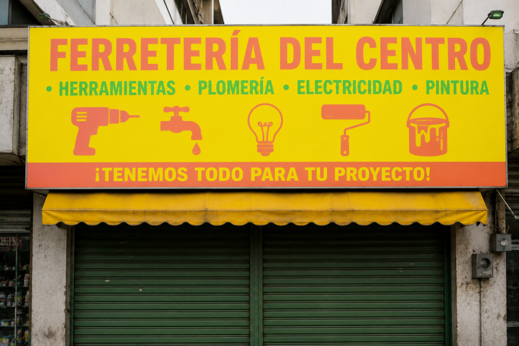Ejemplo mala elección de colores en letreros publicitarios
